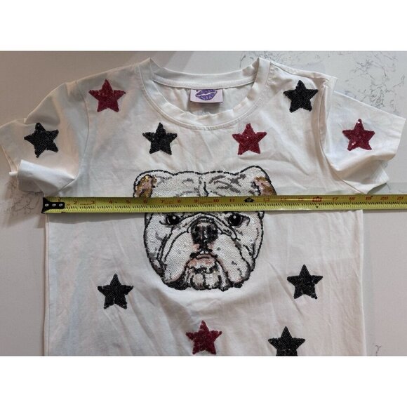 Sparkle City Bulldog Sequined Shirt UGA Bulldogs Women’s Small Patriotic - Picture 7 of 8